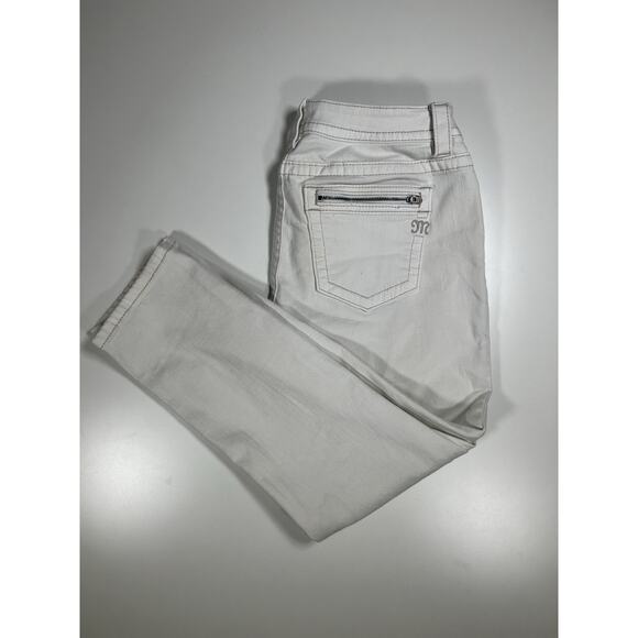 Miss Me Denim - Miss Me Jeans Women’s 31 (32) White Mid Rise Easy Ankle Skinny Zipper Pockets